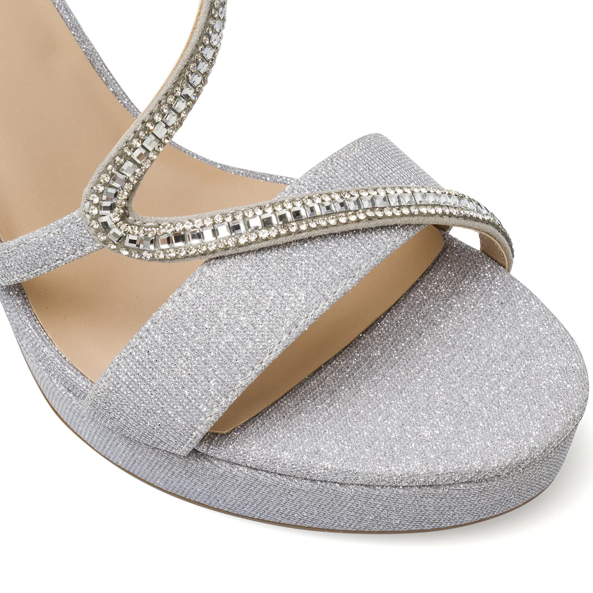 Sandali Argento Donna con strass e tacco a colonna 11 cm Lora Ferres - Image 5