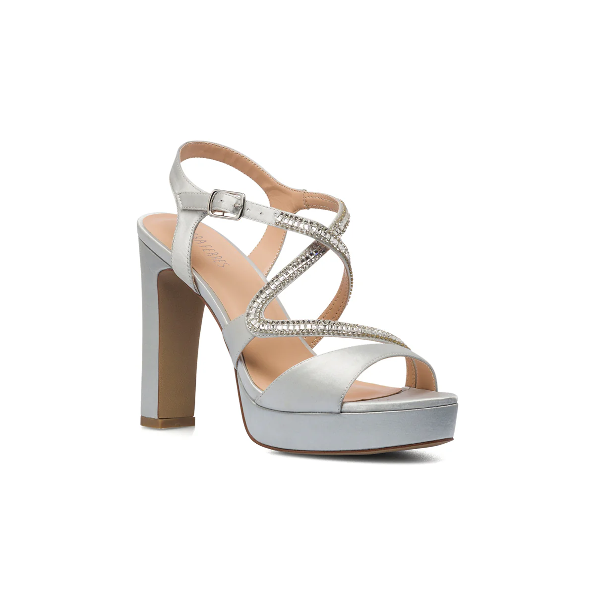 Sandali gioiello argento in raso da donna con tacco 10 cm Lora Ferres - Image 2