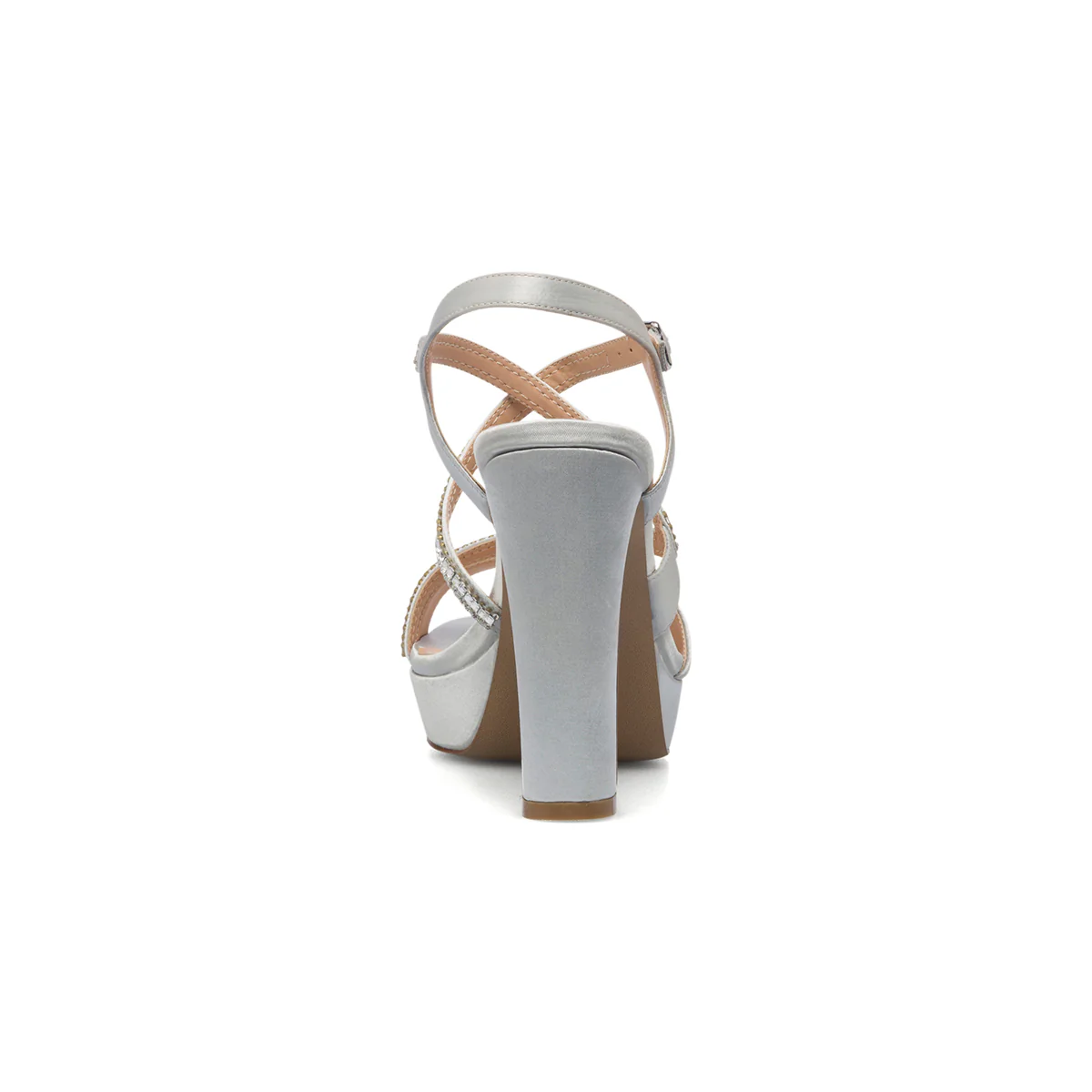 Sandali gioiello argento in raso da donna con tacco 10 cm Lora Ferres - Image 4