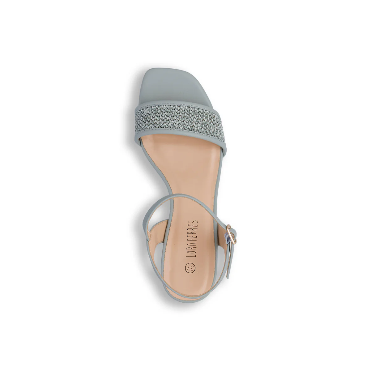 Sandali azzurri da Donna con motivo effetto rafia e tacco basso 5 cm Lora Ferres - Image 5