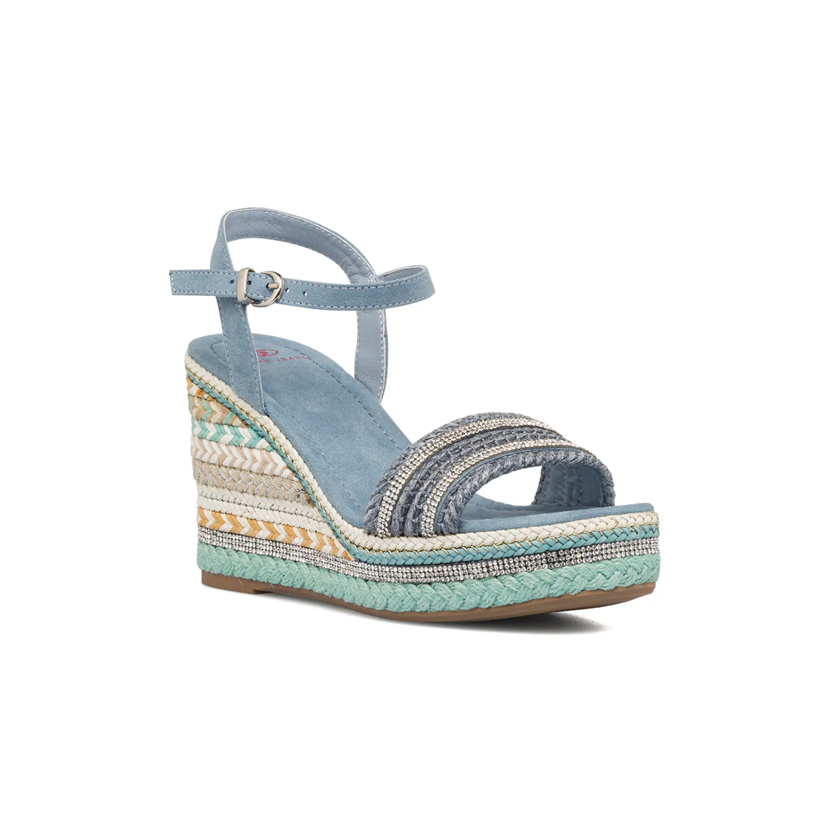 Sandali azzurri da donna con zeppa in corda 9 cm e strass Swish Jeans - Image 2