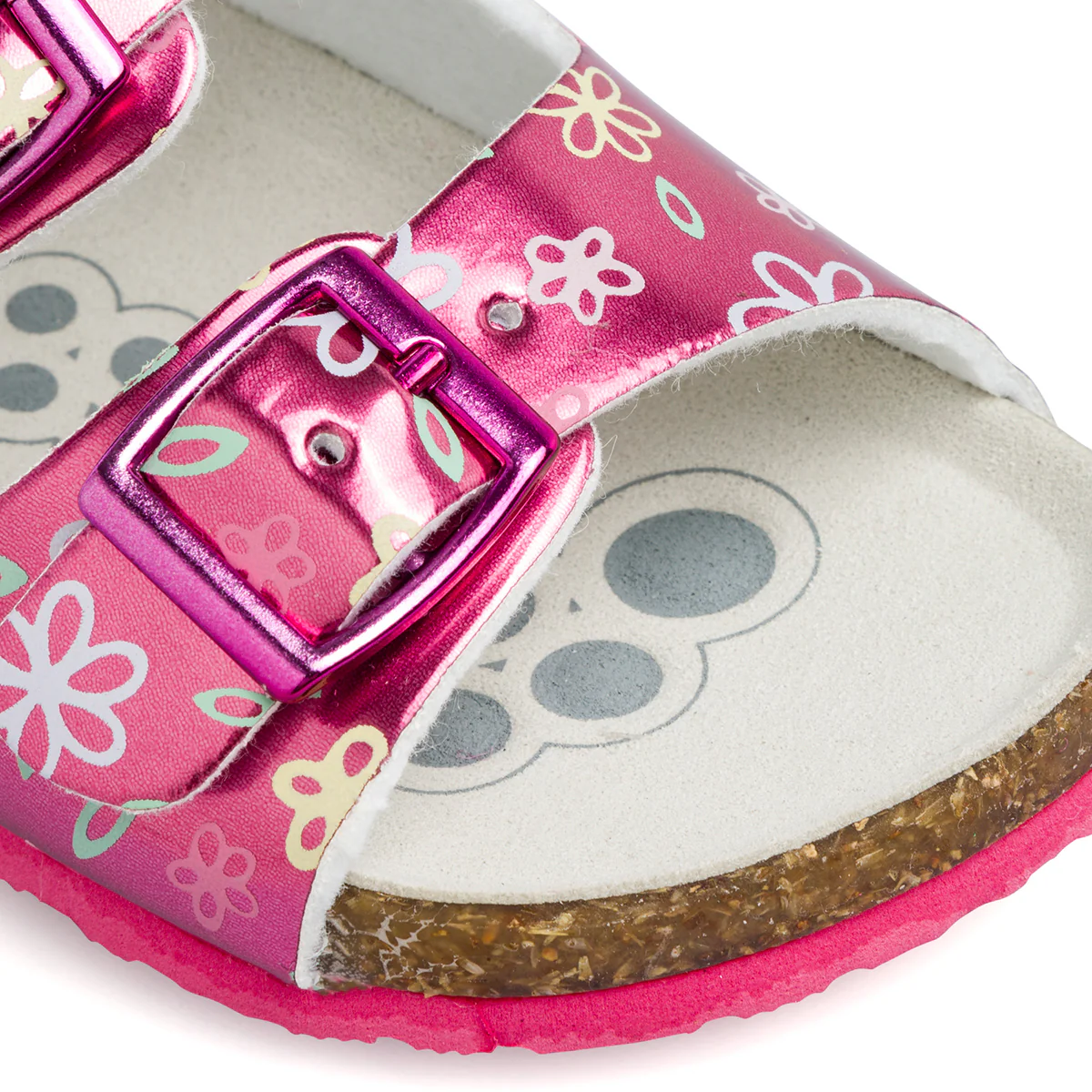 Sandali bambina primi passi fucsia metalizzato con stampe fiori multicolore Chicco Flosty - Image 5