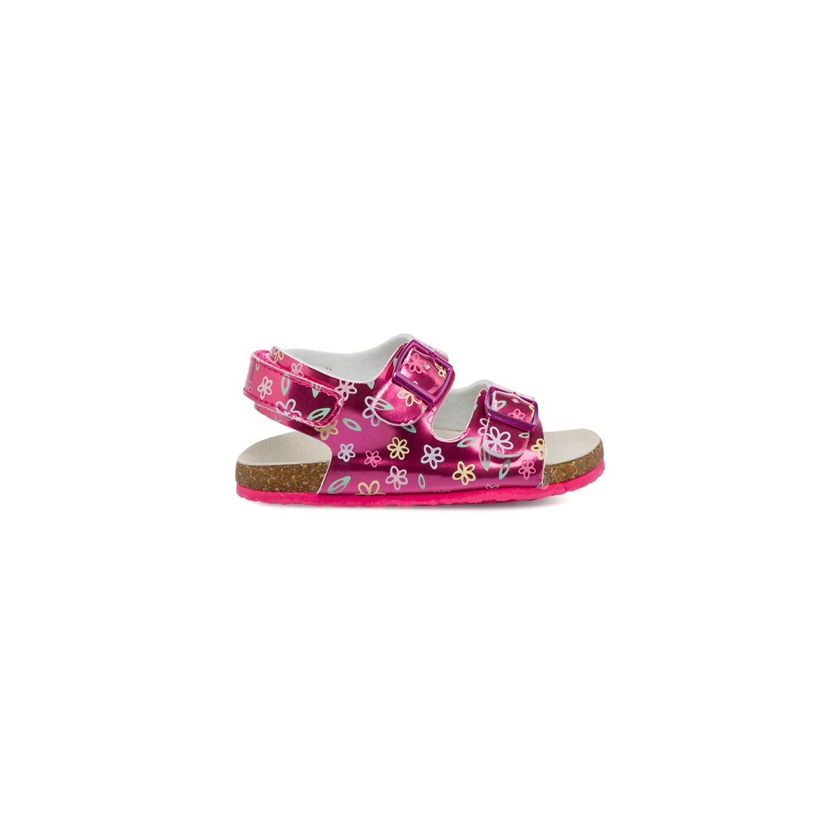 Sandali bambina primi passi fucsia metalizzato con stampe fiori multicolore Chicco Flosty - Image 7