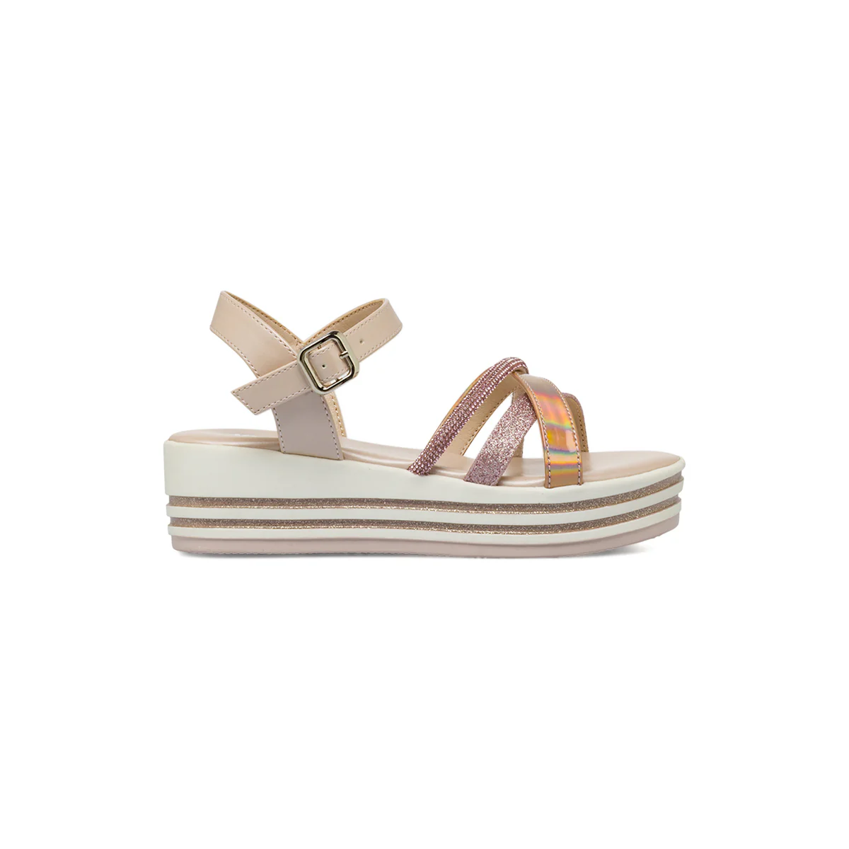 Sandali Bambina Rosa con brillantini e fascia iridescente Dieci Baci