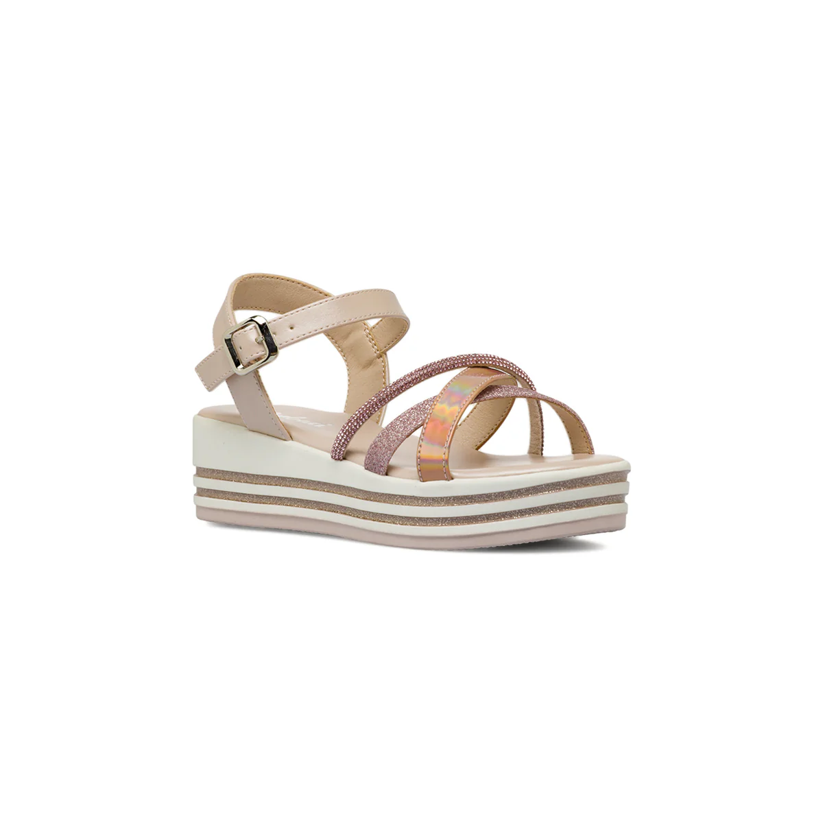 Sandali Bambina Rosa con brillantini e fascia iridescente Dieci Baci - Image 2