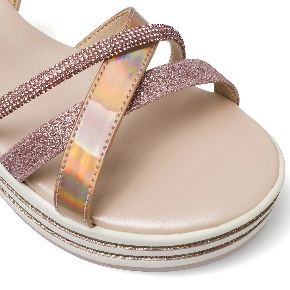 Sandali Bambina Rosa con brillantini e fascia iridescente Dieci Baci - Image 4