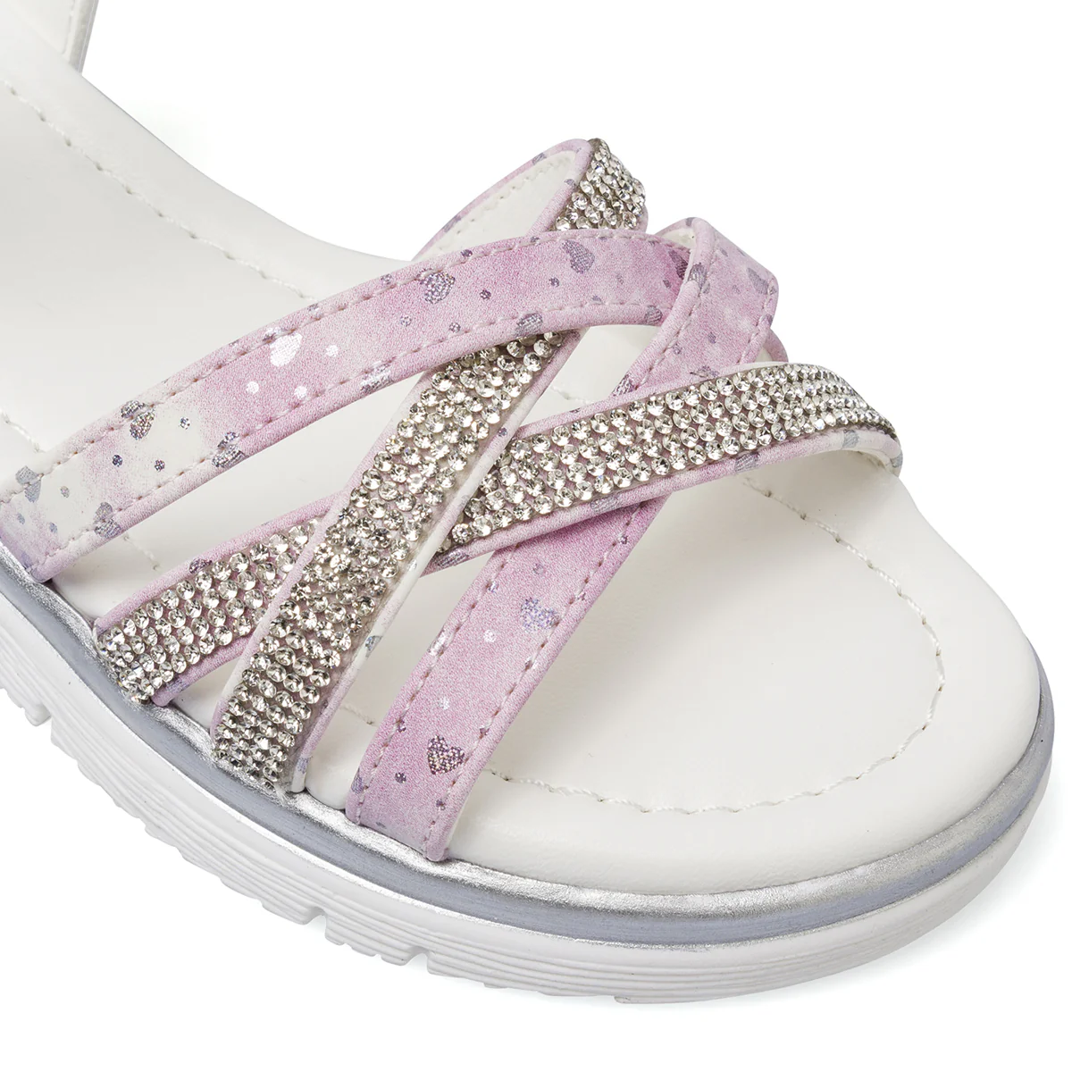 Sandali Bambina Rosa e lilla con fasce incrociate e strass Dieci Baci - Image 4