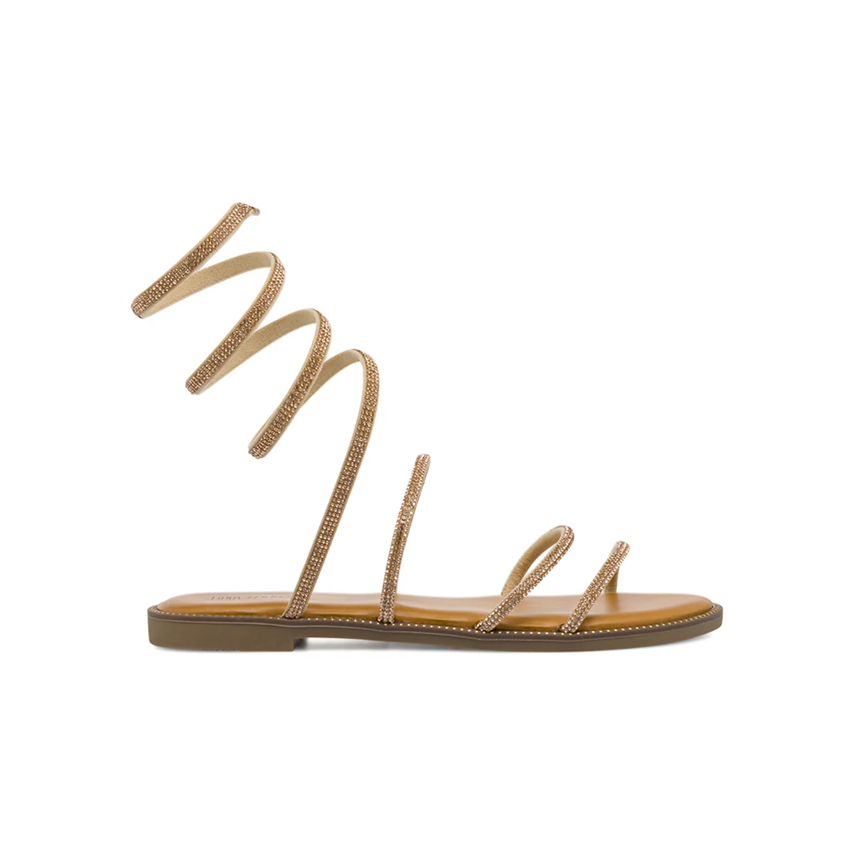 Sandali bassi alla schiava da Donna con strass oro rosa Lora Ferres