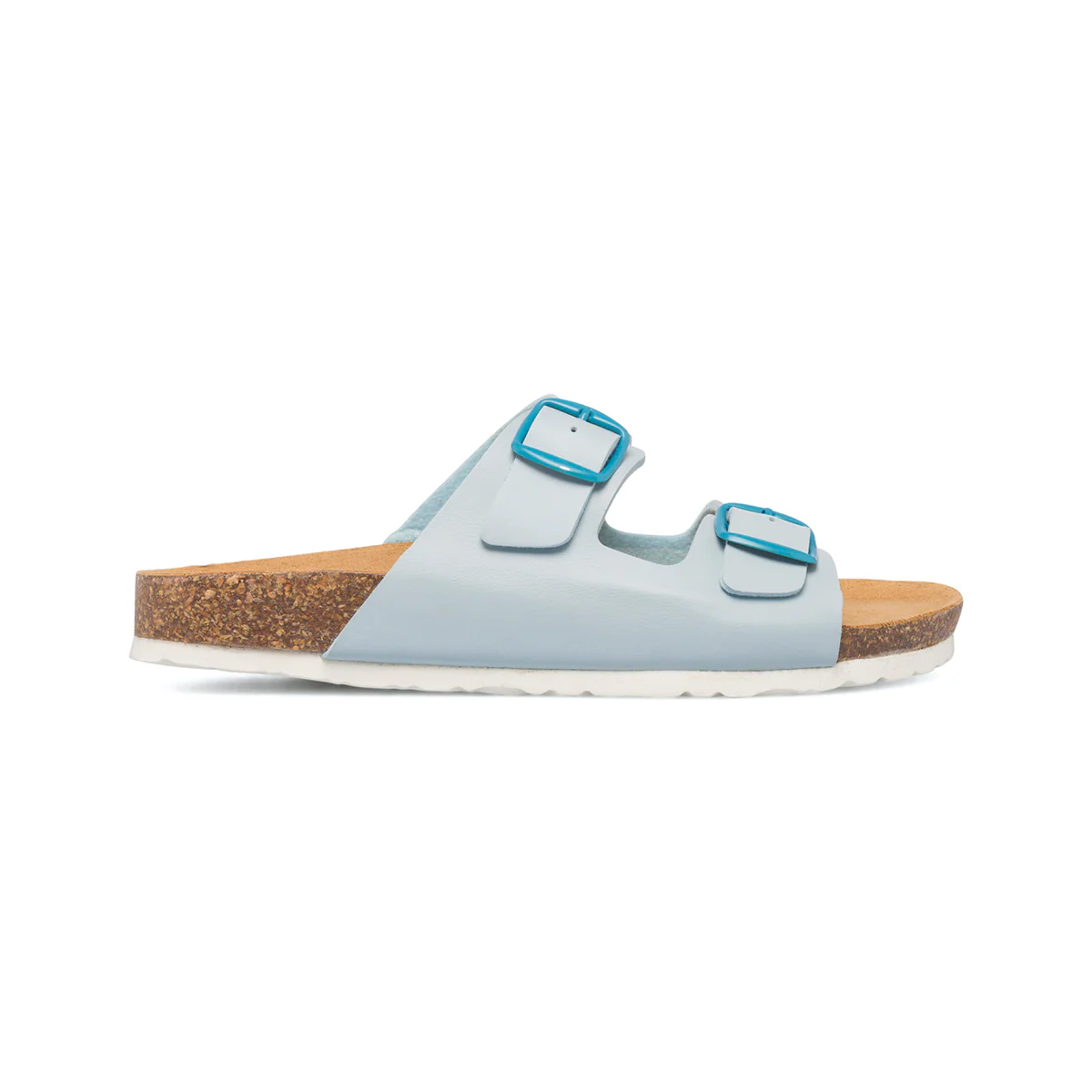 Sandali bassi azzurri da donna con doppia fibbia Lora Ferres On The Beach