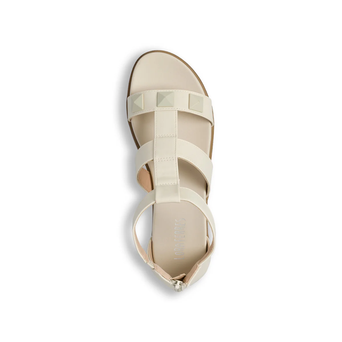 Sandali bassi beige da donna con borchie a piramide Lora Ferres - Image 8