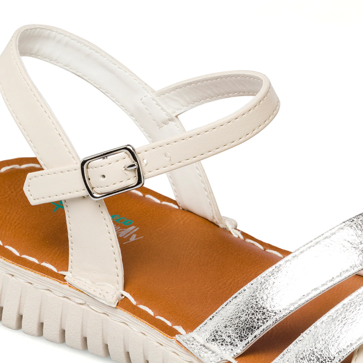 Sandali bassi bianchi da donna con cinturini argento P Eco Friendly - Image 18