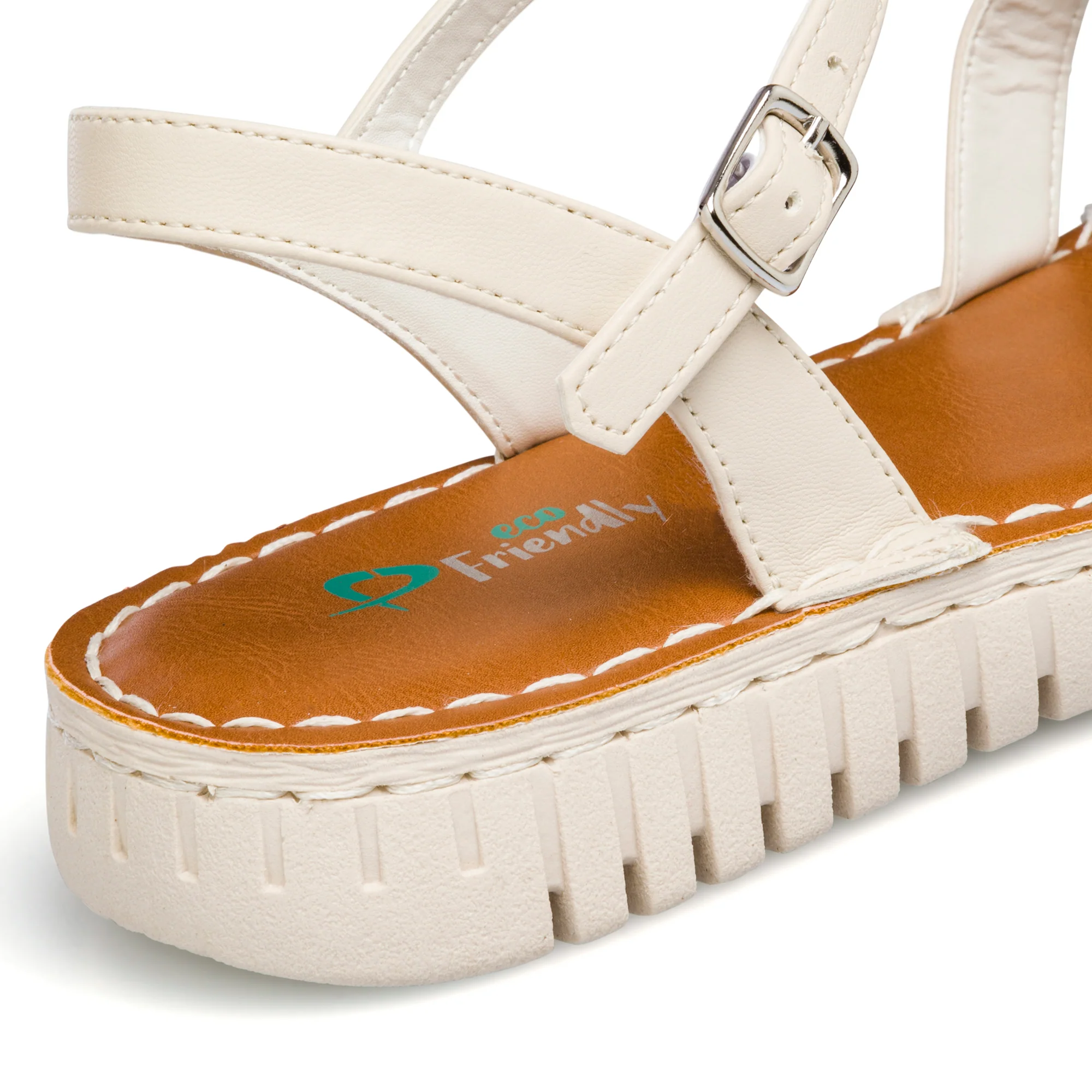 Sandali bassi bianchi da donna con cinturini argento P Eco Friendly - Image 19