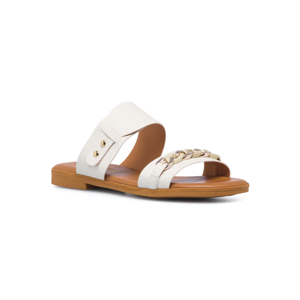 Sandali bassi bianchi da donna con maxi-catena Lora Ferres - Image 2