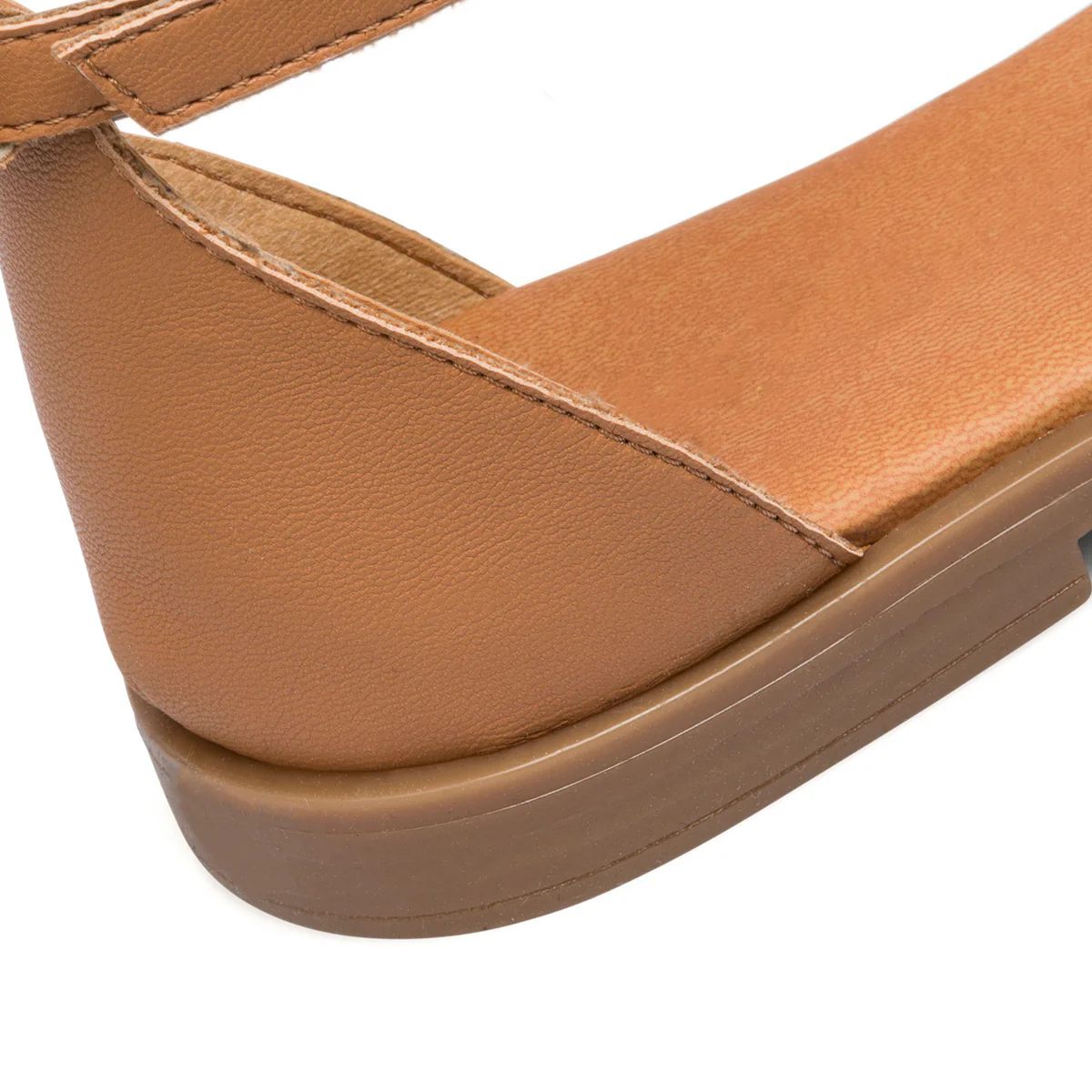 Sandali bassi color cuoio da donna con fascia effetto intrecciato Lora Ferres - Image 7