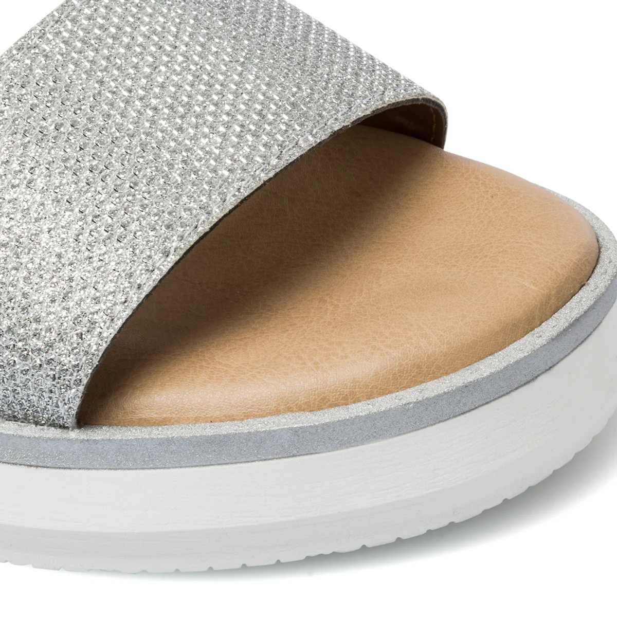 Sandali bassi comfort da donna color argento effetto glitterato P Soft - Image 13