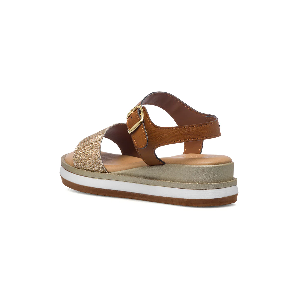 Sandali bassi comfort da donna color platino effetto glitterato P Soft - Image 10