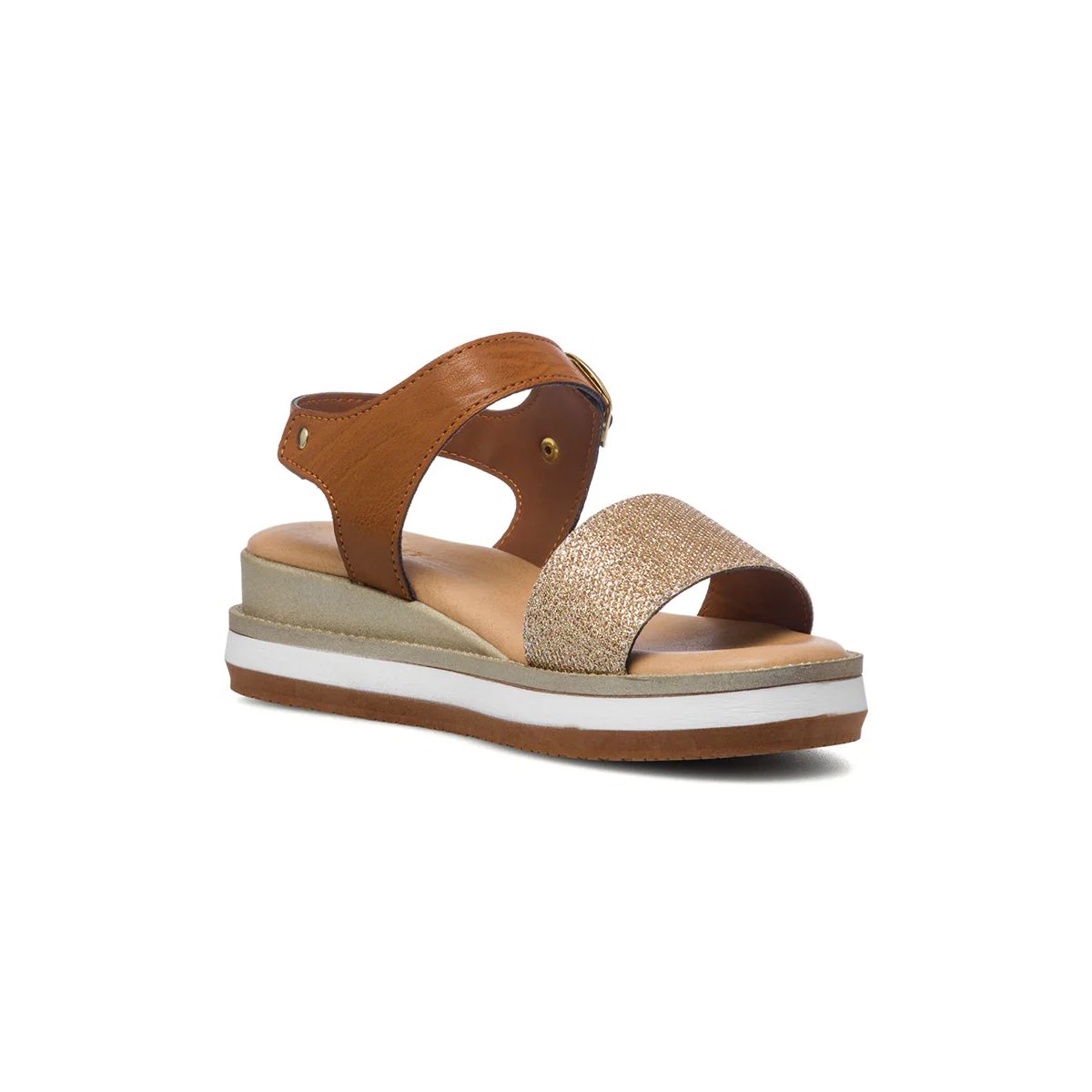 Sandali bassi comfort da donna color platino effetto glitterato P Soft - Image 11