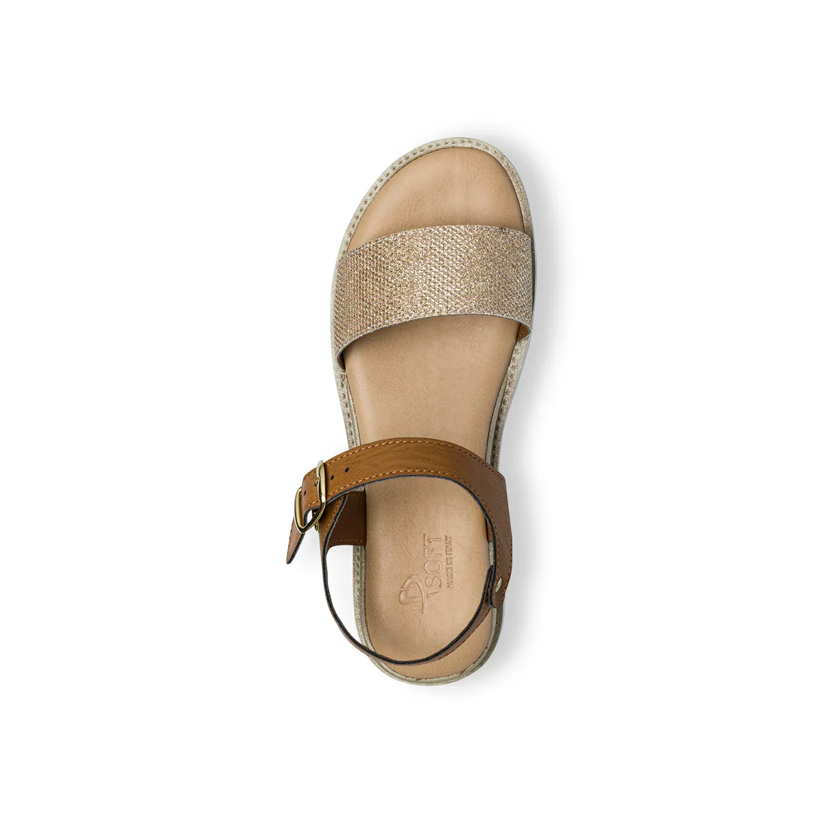 Sandali bassi comfort da donna color platino effetto glitterato P Soft - Image 15