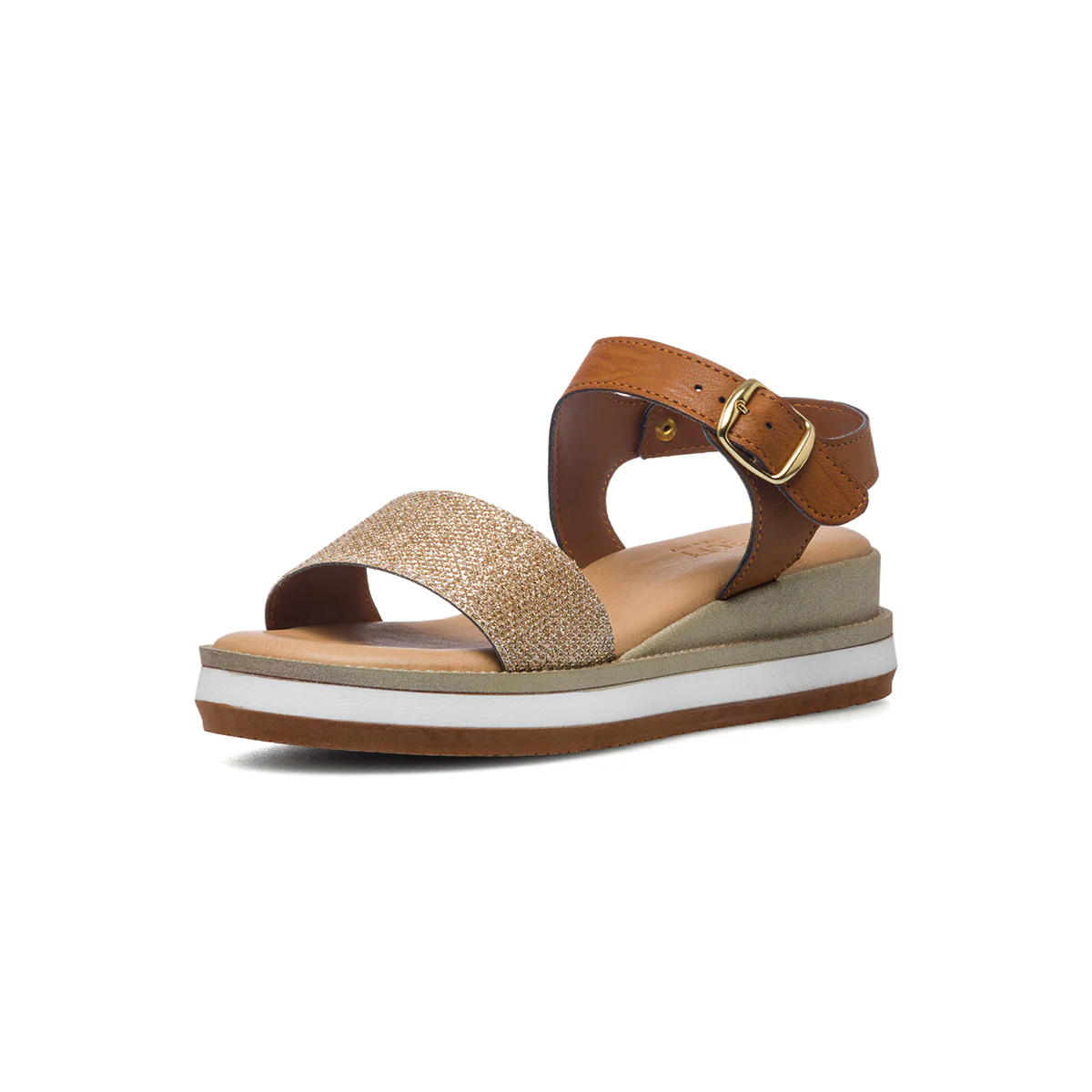 Sandali bassi comfort da donna color platino effetto glitterato P Soft - Image 9