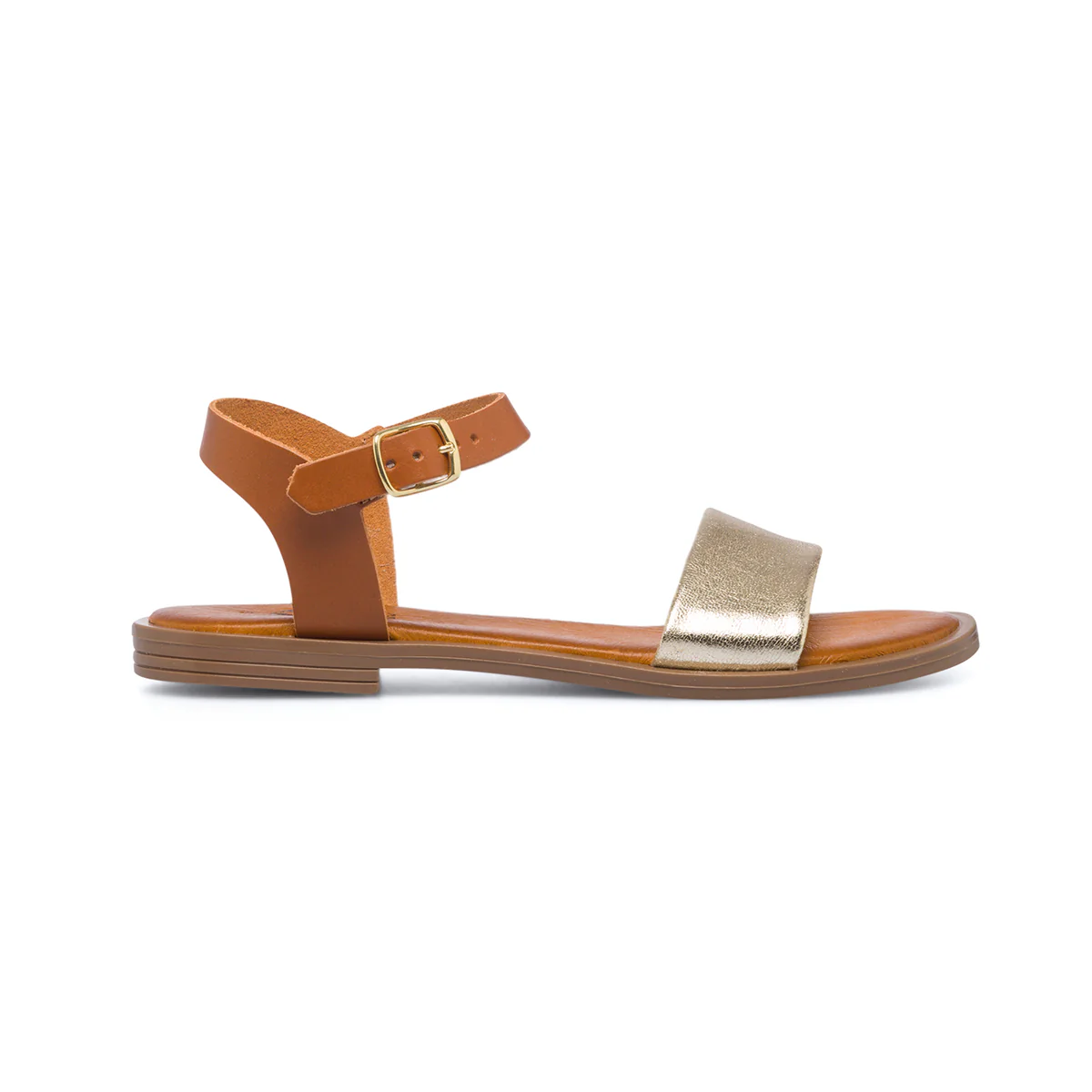 Sandali bassi in pelle da donna con fascia platino P Essentials