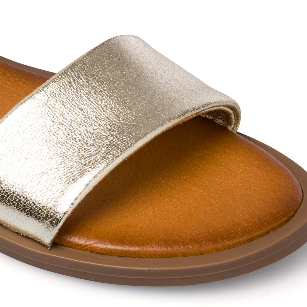 Sandali bassi in pelle da donna con fascia platino P Essentials - Image 6