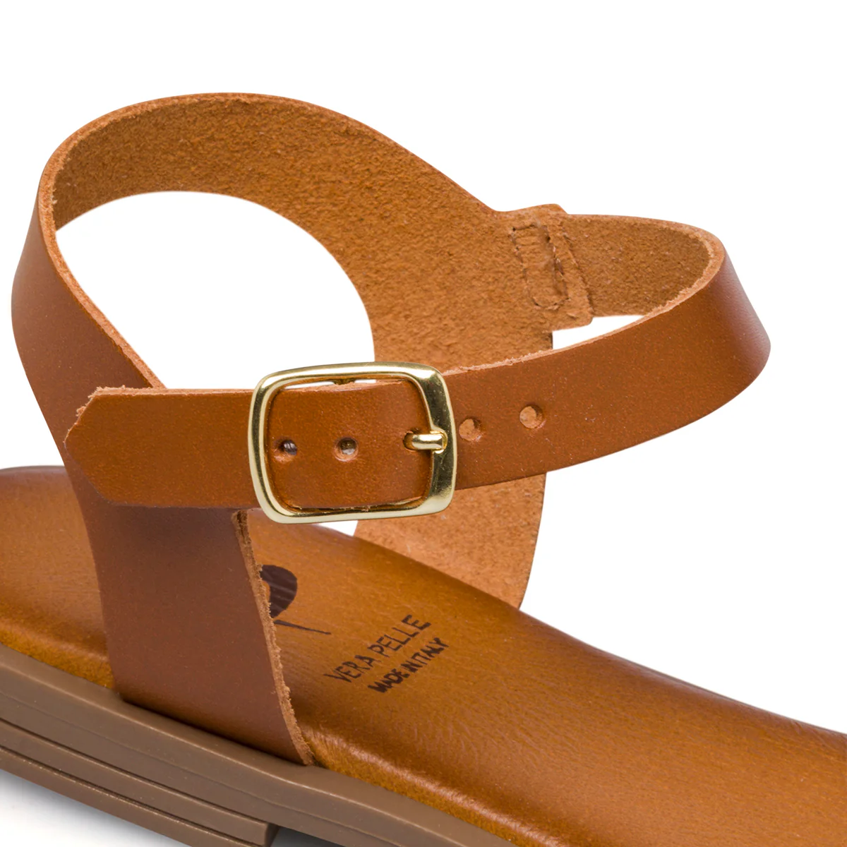 Sandali bassi in pelle da donna con fascia platino P Essentials - Image 7