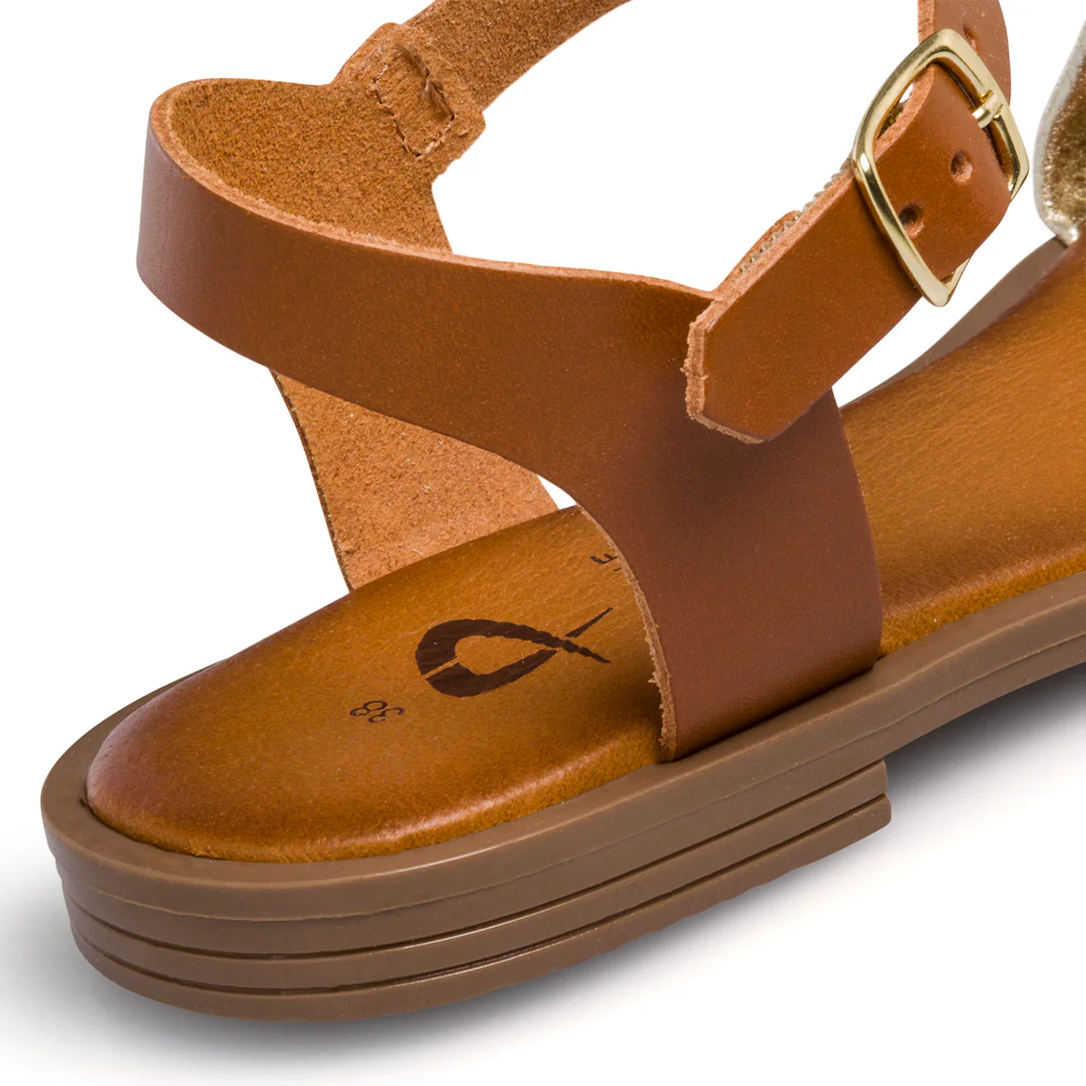 Sandali bassi in pelle da donna con fascia platino P Essentials - Image 8