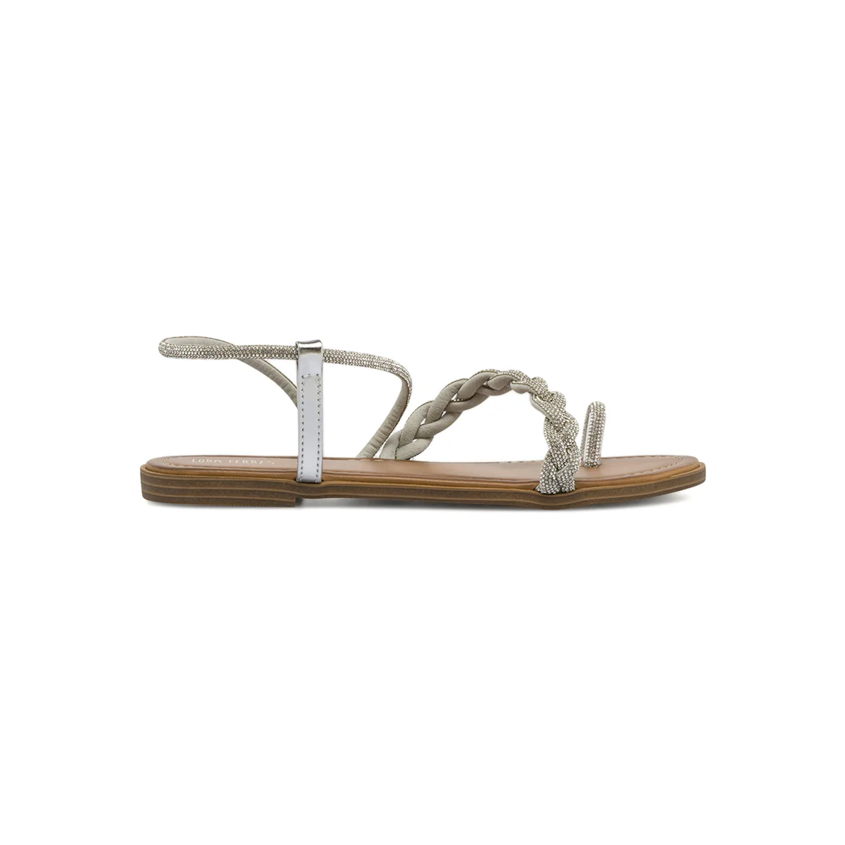 Sandali bassi infradito argento da Donna con strass Lora Ferres