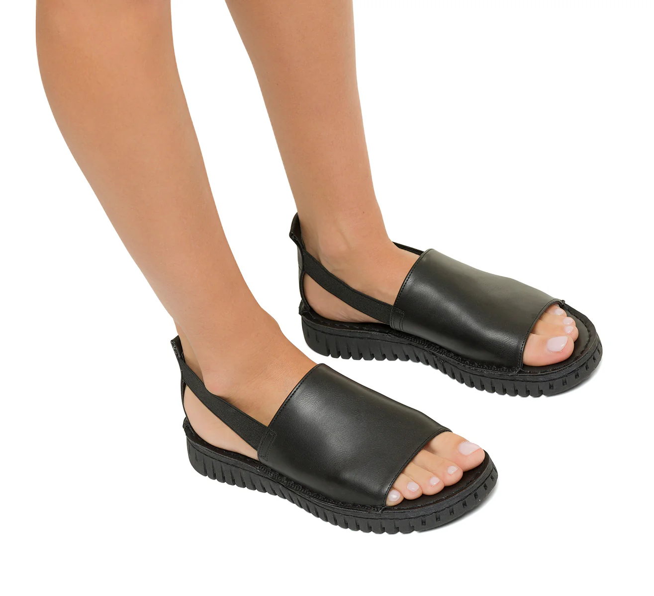 Sandali bassi neri da donna con cinturino elasticizzato P Eco Friendly - Image 7