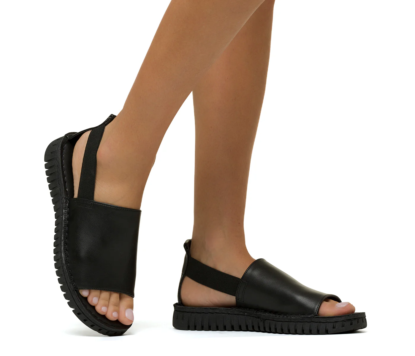 Sandali bassi neri da donna con cinturino elasticizzato P Eco Friendly - Image 8