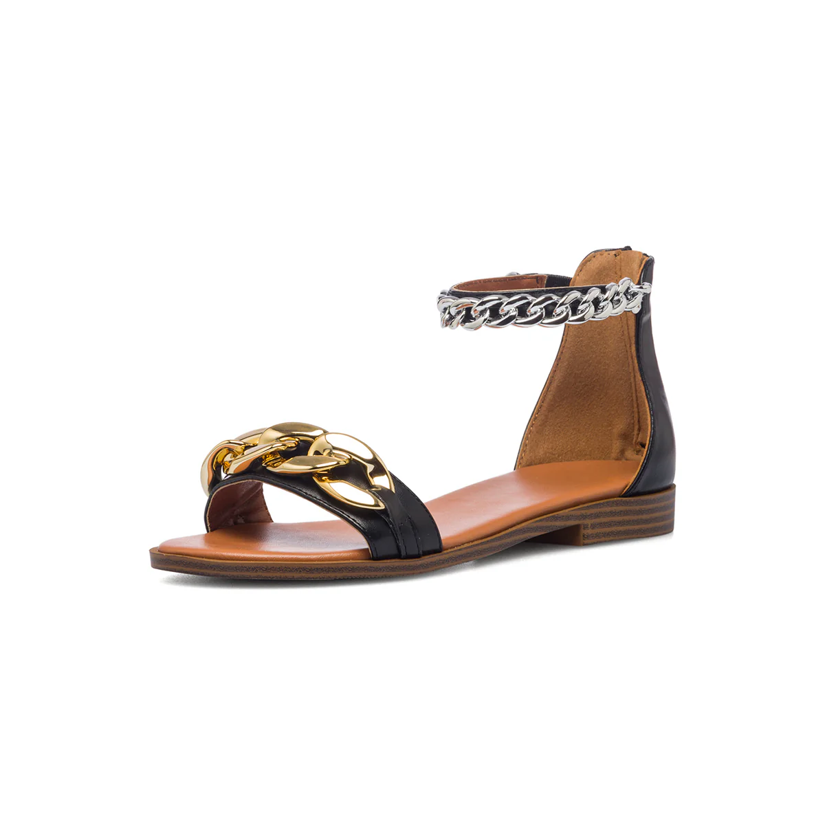 Sandali bassi neri da donna con maxi-catena Swish Jeans - Image 2