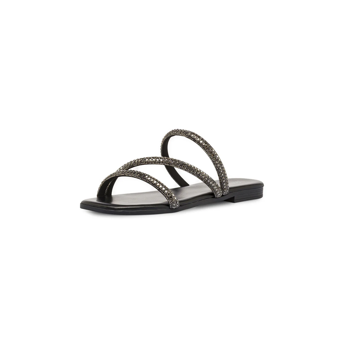 Ciabattine Flat Nere Donna con fasce strass e punta squadrata Lora Ferres - Image 2