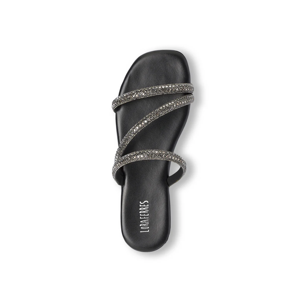 Ciabattine Flat Nere Donna con fasce strass e punta squadrata Lora Ferres - Image 5