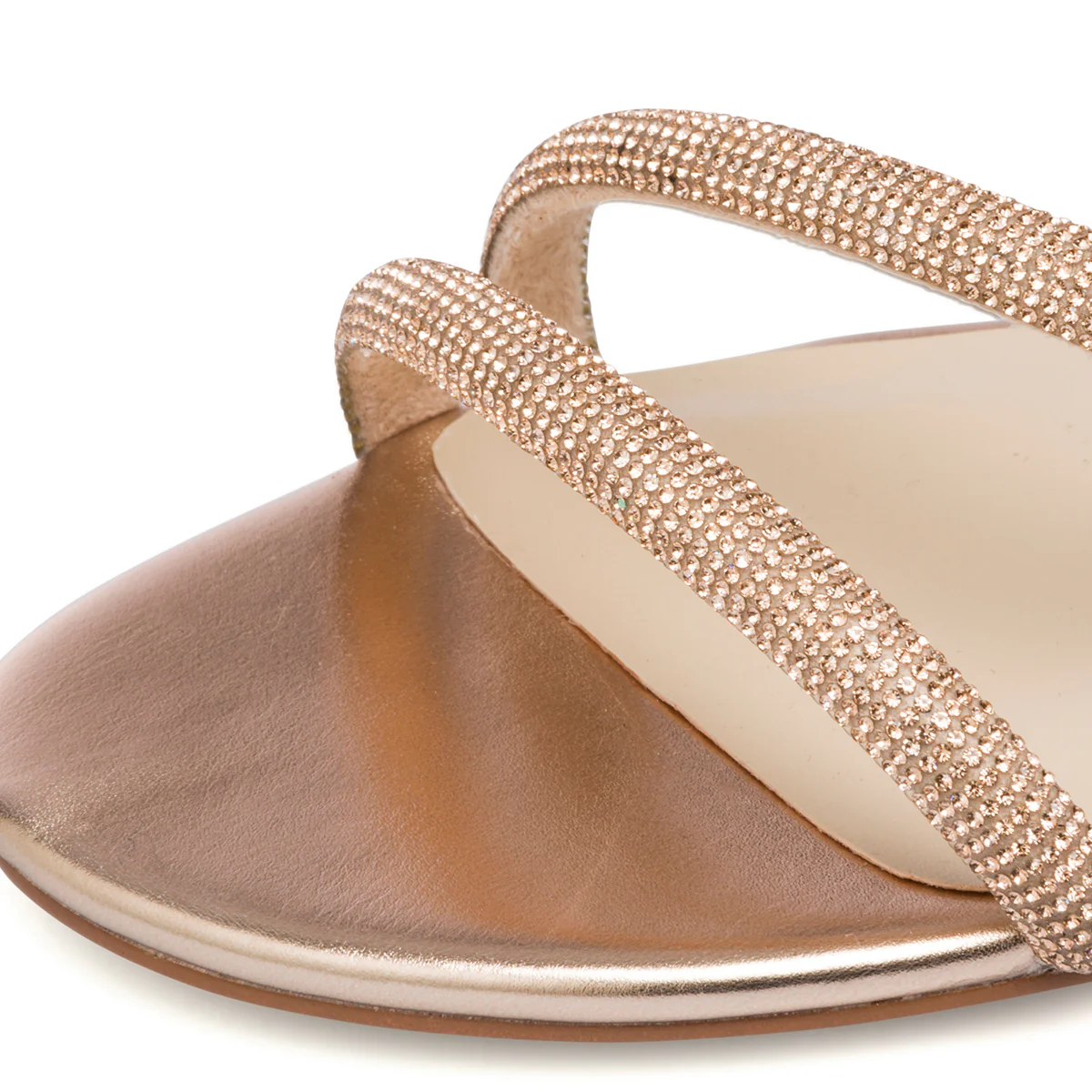 Sandali bassi oro rosa da donna con cinturino alla caviglia e strass Lora Ferres - Image 14