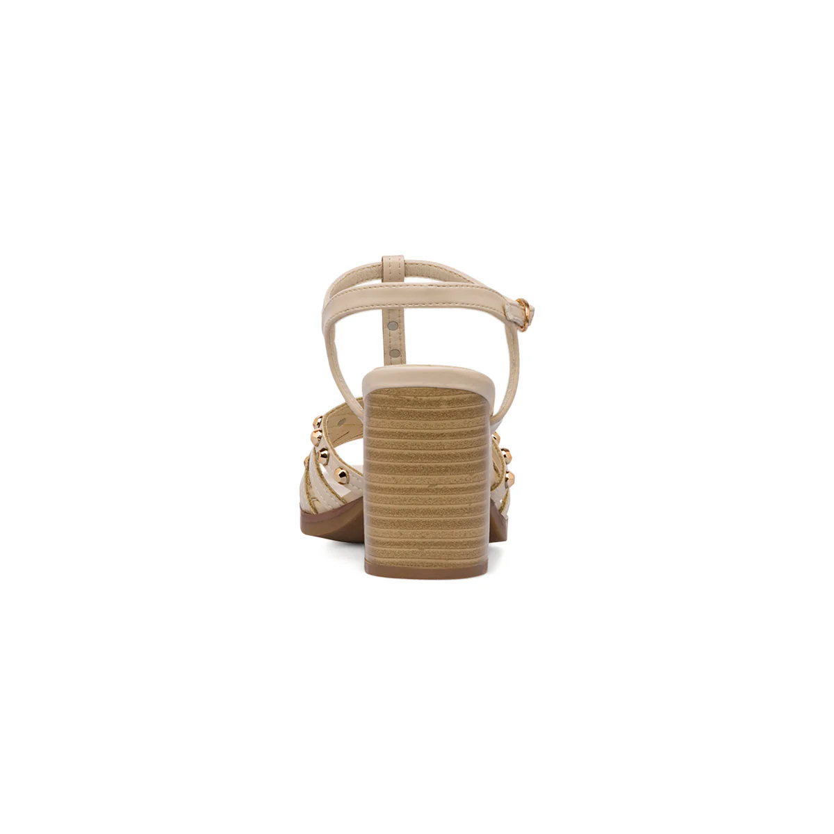 Sandali beige da Donna con dettaglio borchie e tacco a blocco 7 cm Lora Ferres - Image 4