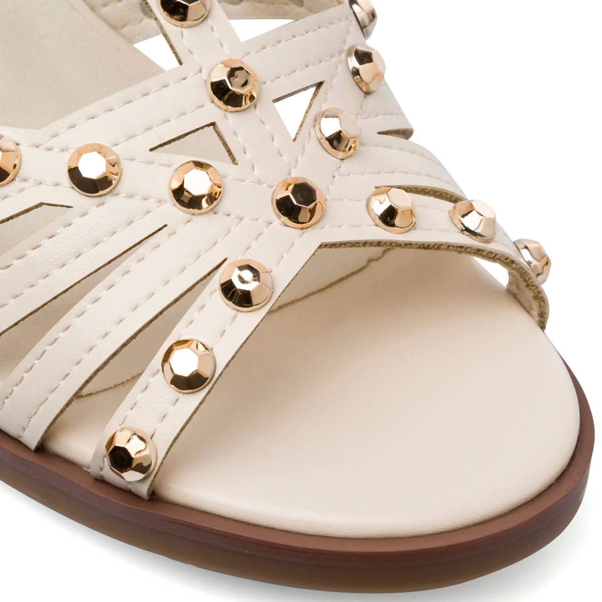 Sandali beige da Donna con dettaglio borchie e tacco a blocco 7 cm Lora Ferres - Image 5