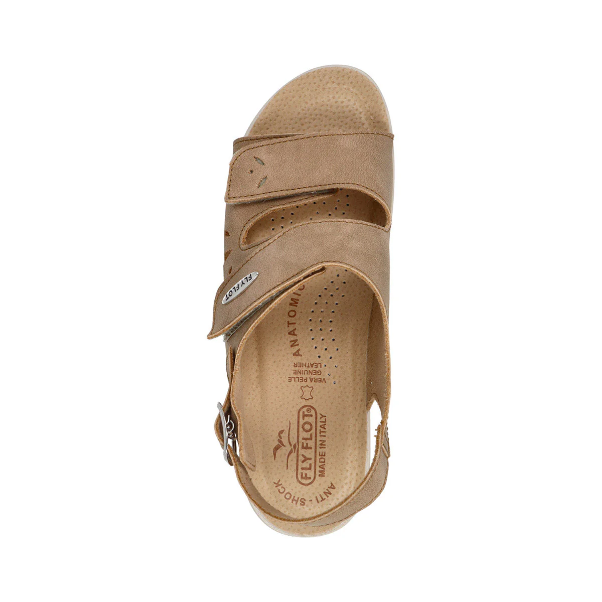 Sandali beige da donna con doppia fascia regolabile e dettagli traforati Fly Flot - Image 3