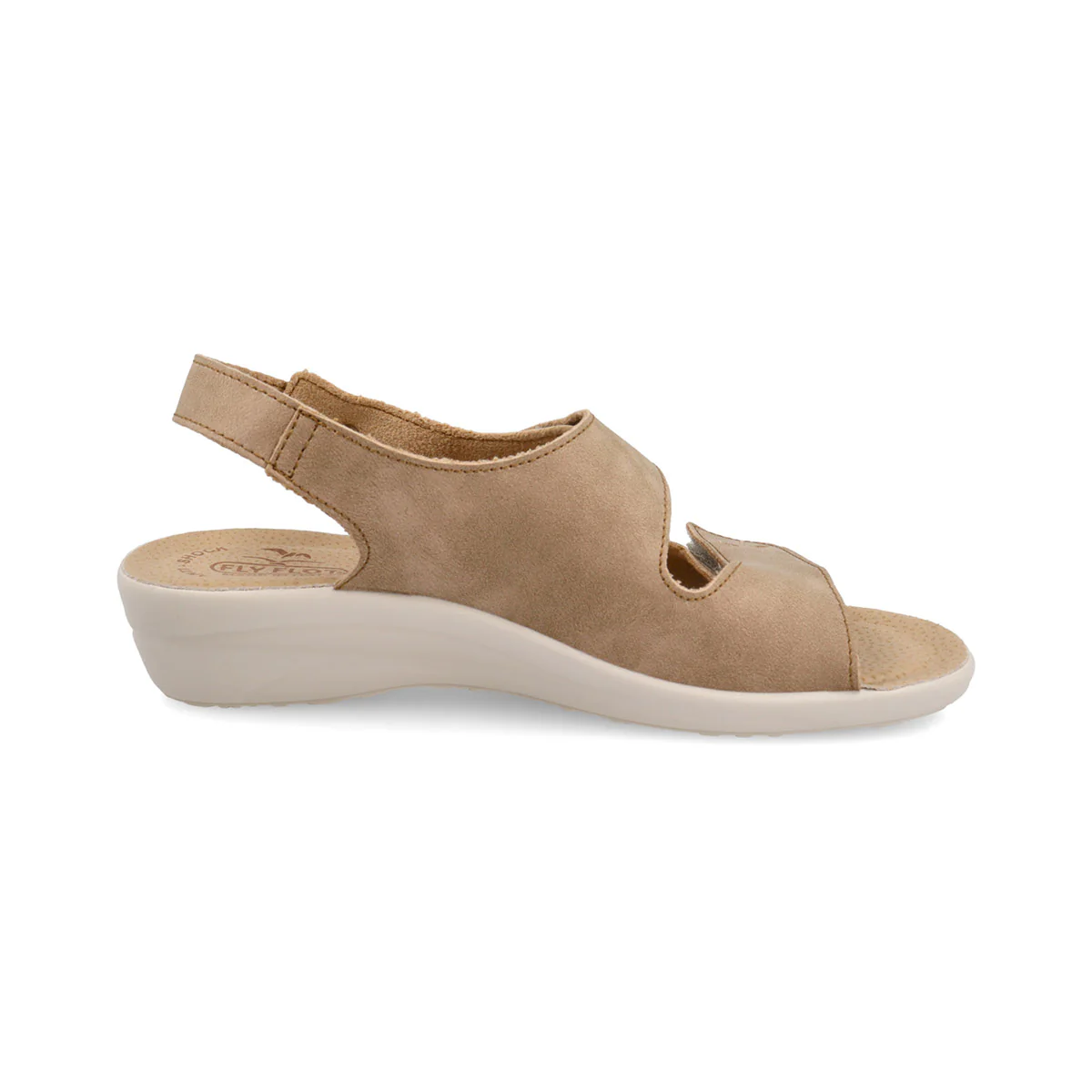 Sandali beige da donna con doppia fascia regolabile e dettagli traforati Fly Flot - Image 4