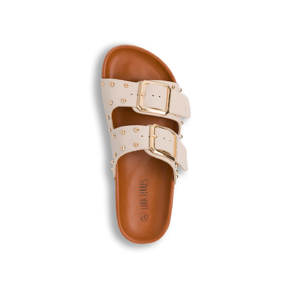 Sandali beige da Donna con doppia fibbia e borchie Lora Ferres - Image 5