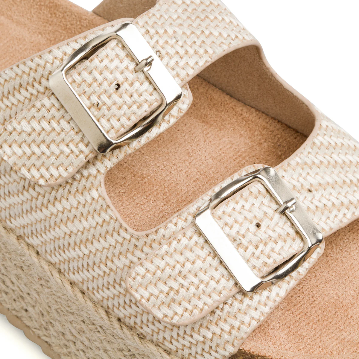 Sandali Beige da Donna con doppia fibbia effetto Rafia Lora Ferres - Image 4