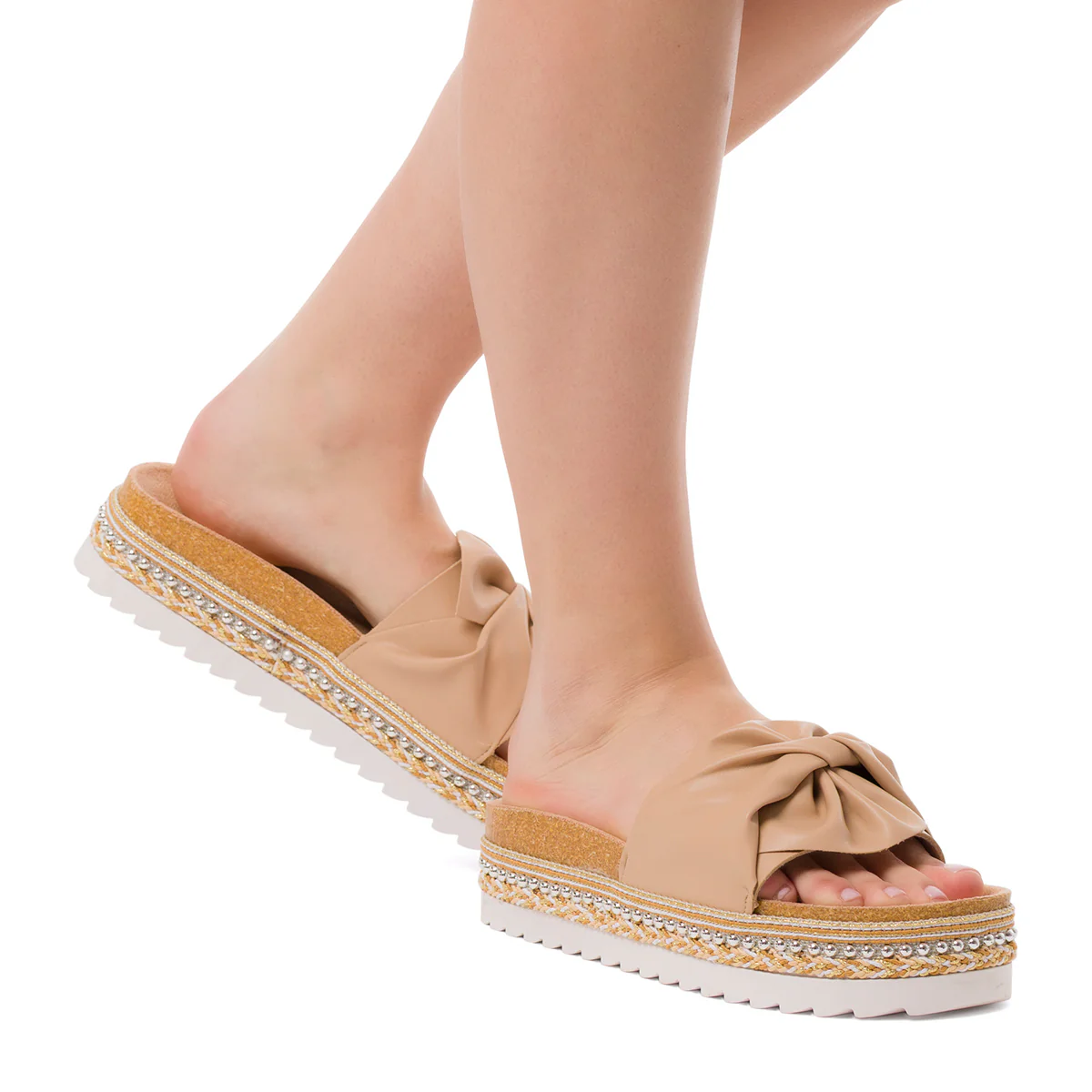 Sandali beige da Donna con fiocco e plateau Lora Ferres - Image 2