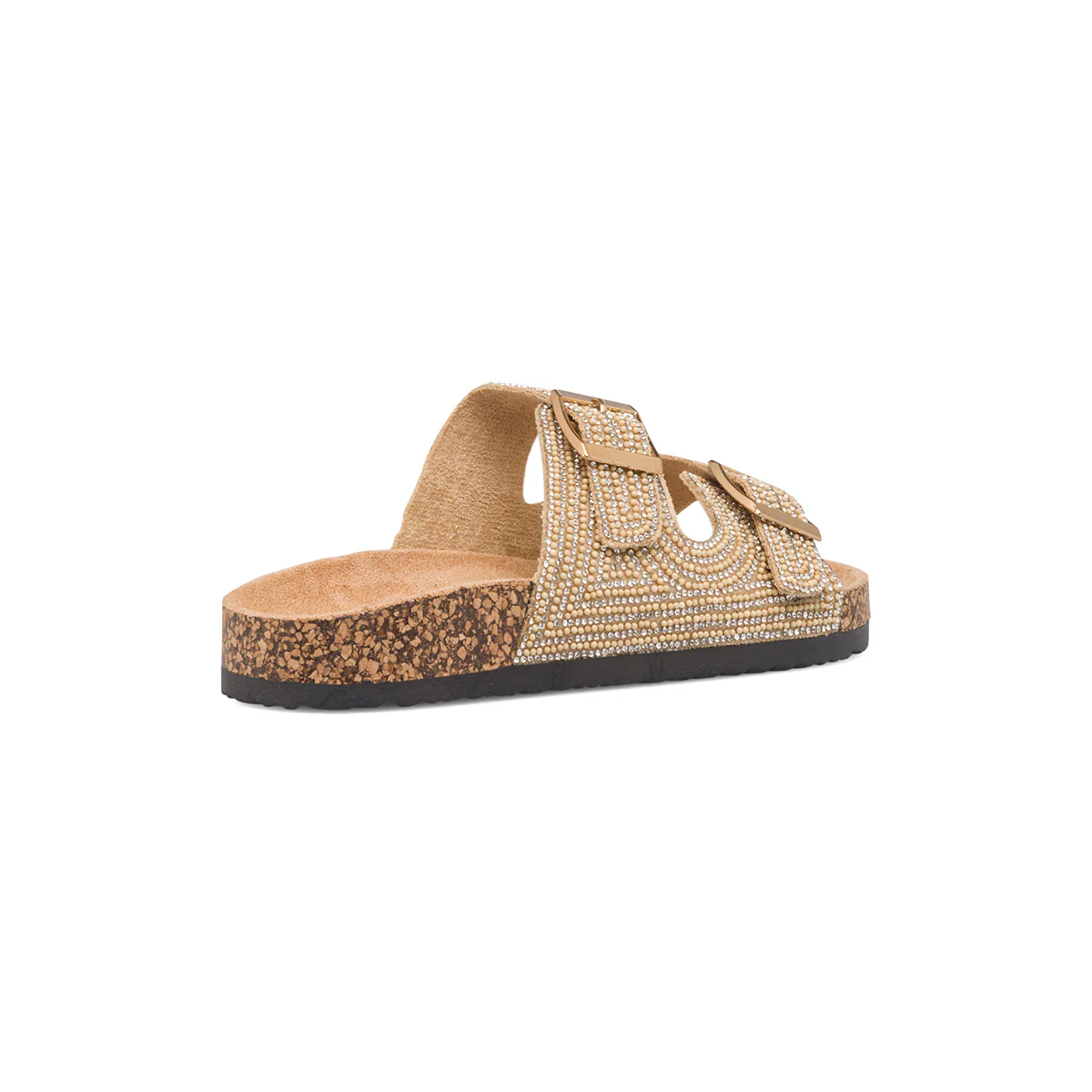 Sandali beige da donna con strass e doppia fibbia Lora Ferres - Image 3