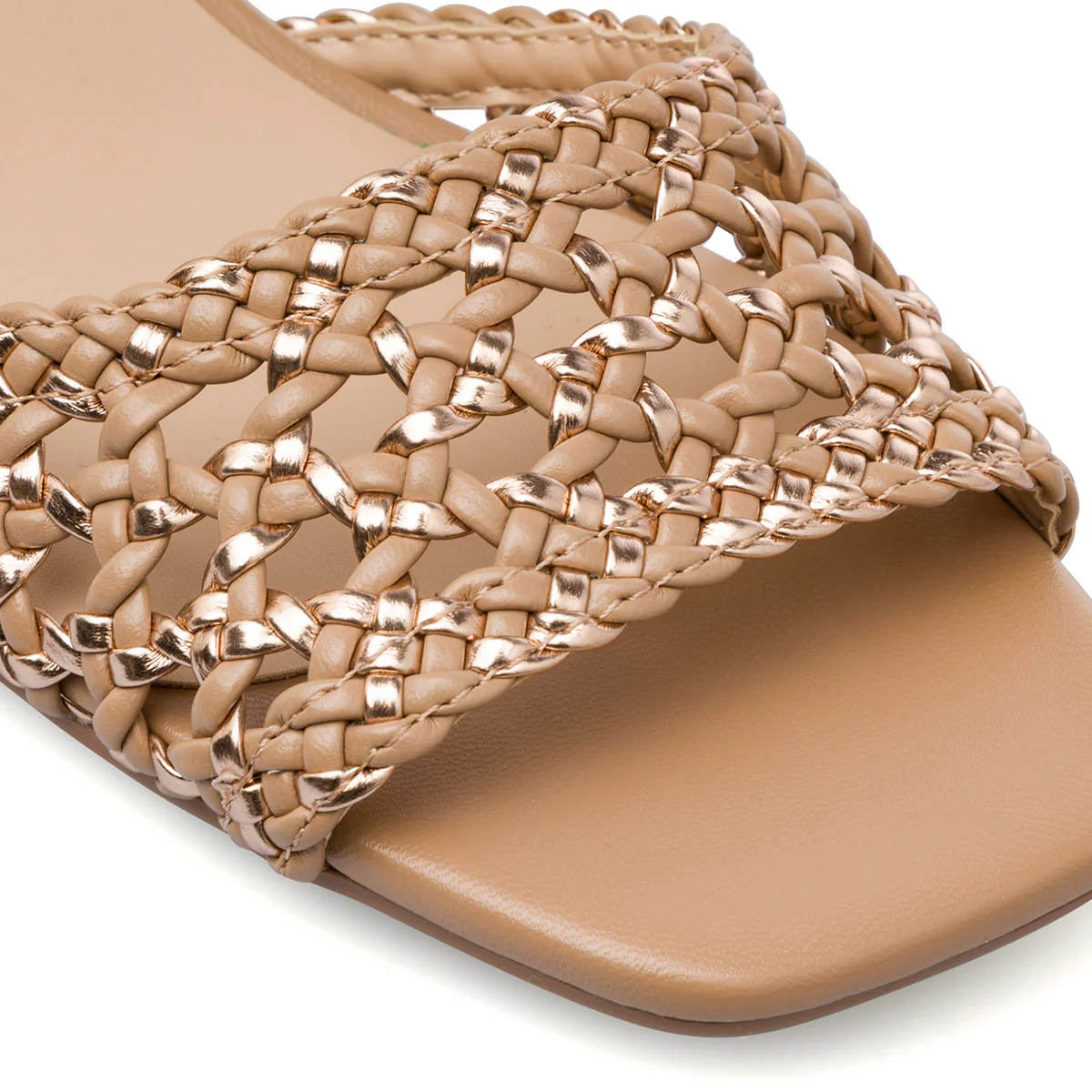 Sandali beige da Donna con tramatura intrecciata e tacco 5 cm Lora Ferres - Image 4