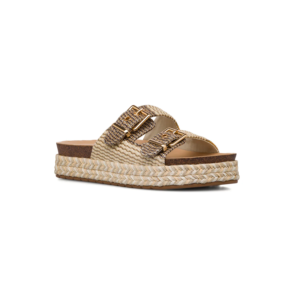Sandali beige da Donna effetto rafia con suola platform Lora Ferres - Image 2