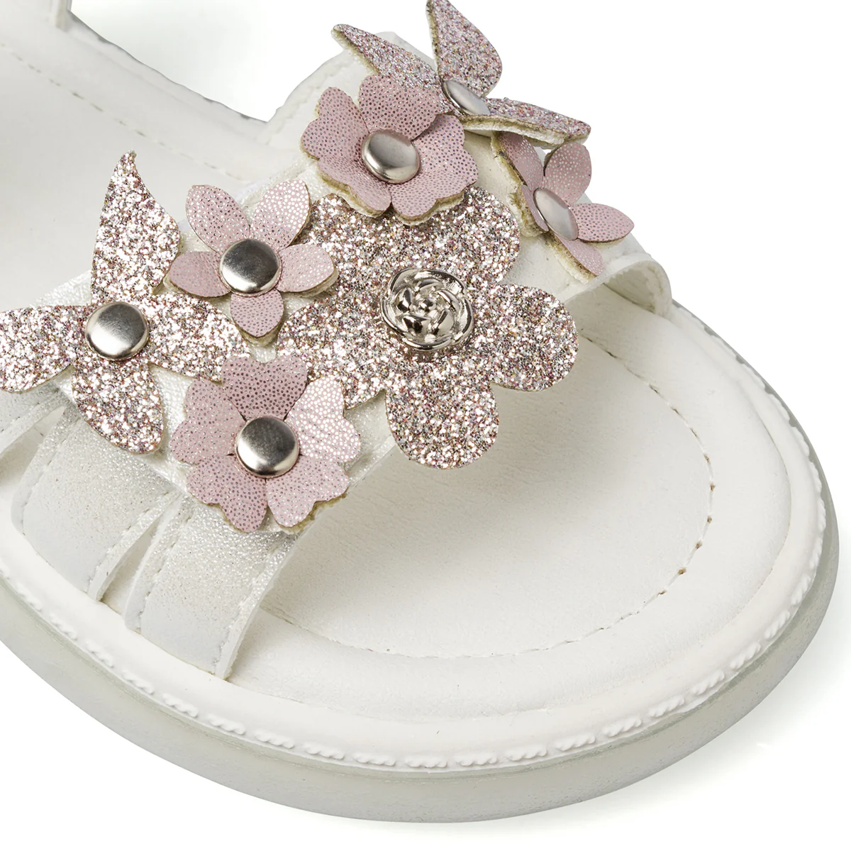 Sandali bianchi Bambina con fiori e farfalle glitter Le scarpe di Alice - Image 5