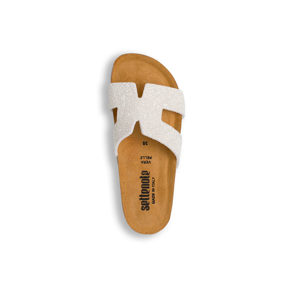 Sandali bianchi con glitter e sottopiede in Pelle da bambina Settenote - Image 5