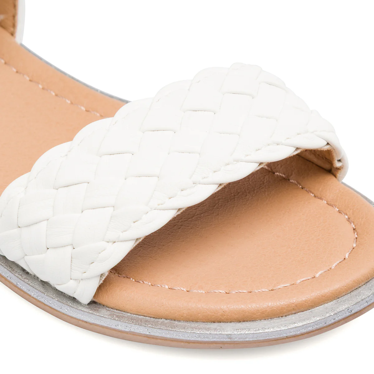 Sandali bianchi da bambina con fascia intrecciata e strappo Dieci Baci - Image 4