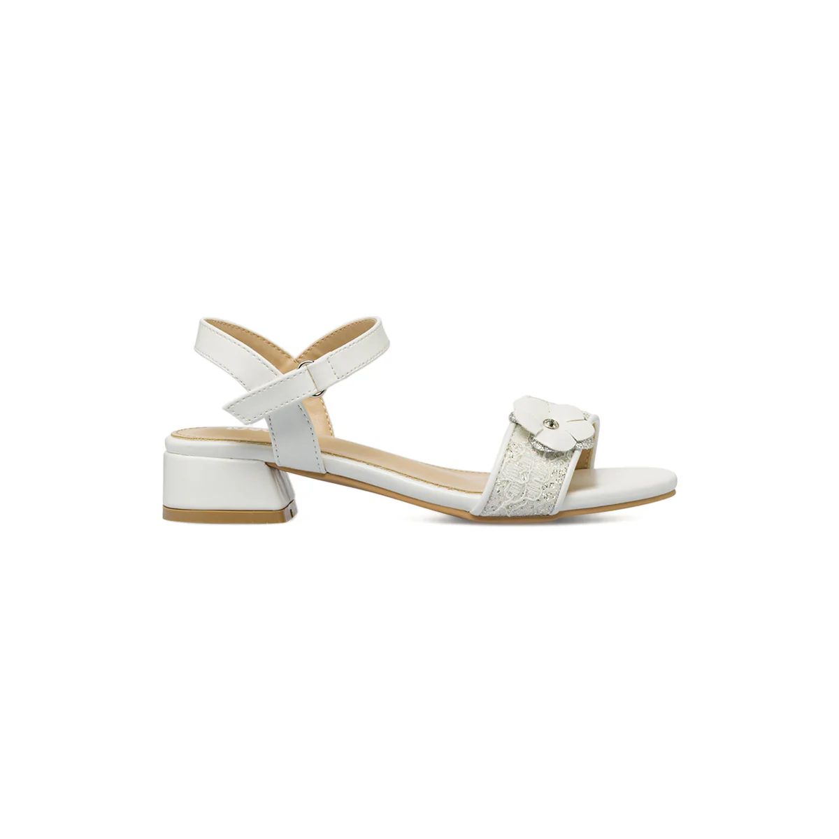 Sandali Bianchi da Bambina con fiore decorativo glitter Dieci Baci