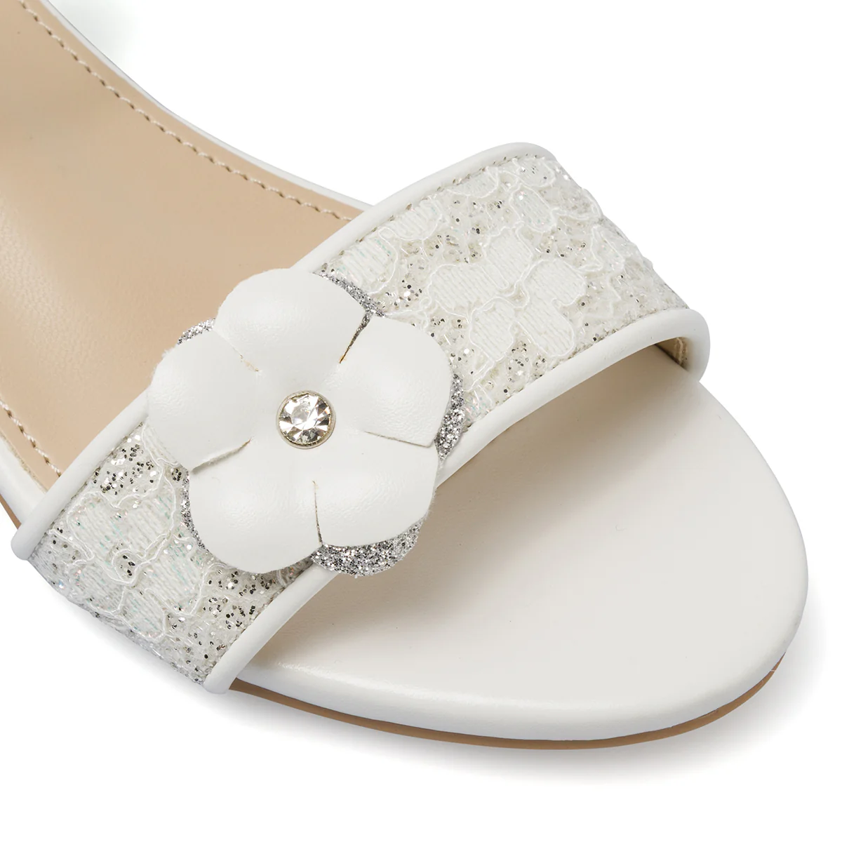 Sandali Bianchi da Bambina con fiore decorativo glitter Dieci Baci - Image 5