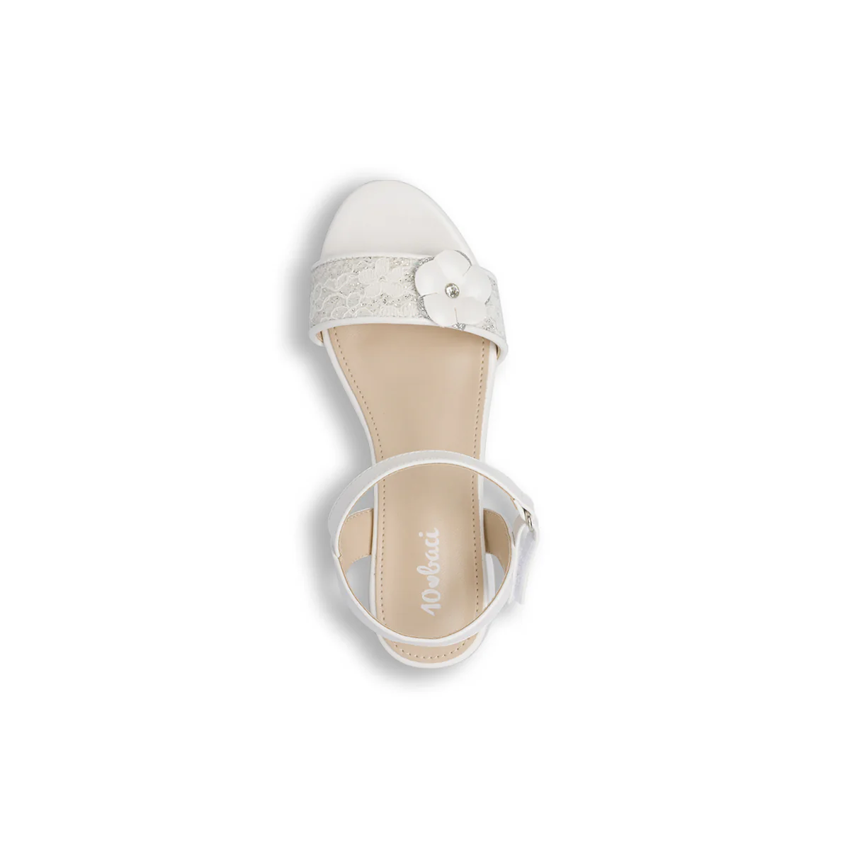 Sandali Bianchi da Bambina con fiore decorativo glitter Dieci Baci - Image 6